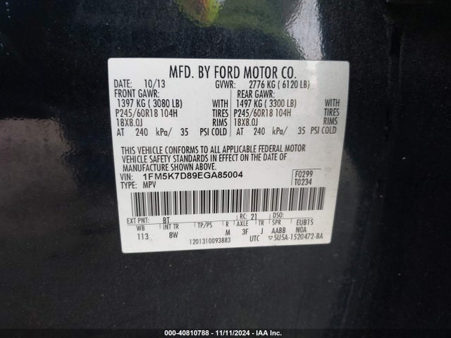 Ford EXPLORER XLT 2014 1FM5K7D89EGA85004 Image 9
