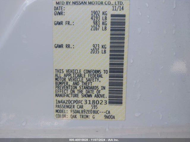 Nissan LEAF S 2015 1N4AZ0CP0FC318023 Image 9