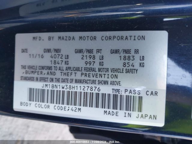 JM1BN1W38H1127876 Mazda Mazda3 Grand Touring