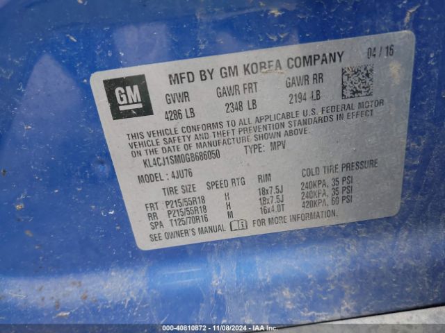 KL4CJ1SM0GB686050 Buick Encore Sport Touring