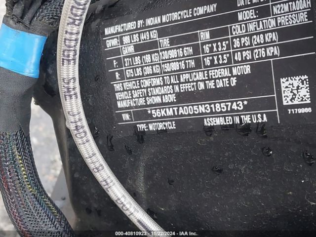 2022 INDIAN MOTORCYCLE CO. SCOUT 56KMTA005N3185743 Photo 9