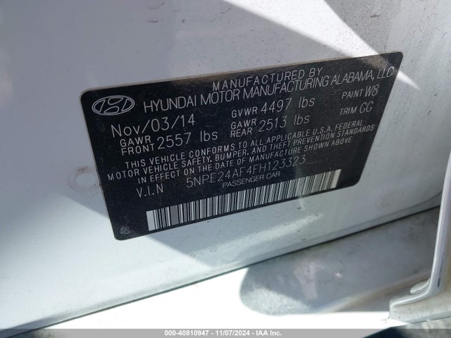 Hyundai SONATA SE 2015 5NPE24AF4FH123323 Image 9