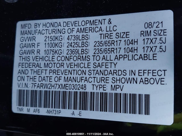 7FARW2H7XME030248 Honda Cr-v Awd Special Edition