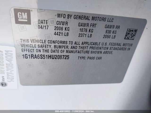 1G1RA6S51HU208725 Chevrolet VOLT LT