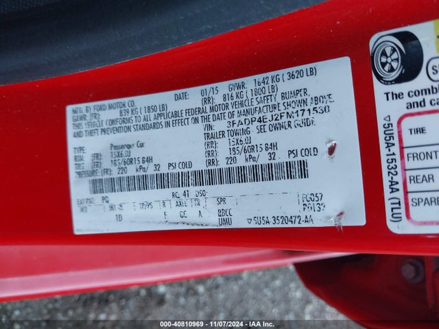 Ford FIESTA SE 2015 3FADP4EJ2FM171530 Image 9