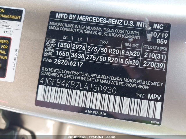 4JGFB4KB7LA130930 Mercedes-Benz Gle 350 4matic