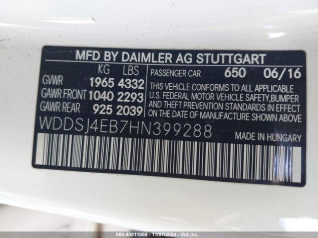 WDDSJ4EB7HN399288 Mercedes-Benz CLA 250