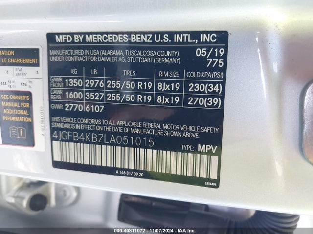4JGFB4KB7LA051015 Mercedes-Benz Gle 350 4matic