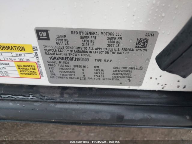 1GKKRNED0FJ190509 GMC Acadia Sle-1
