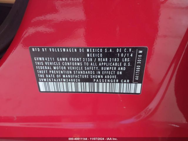 3VW2K7AJXFM246026 Volkswagen Jetta 2.0l S
