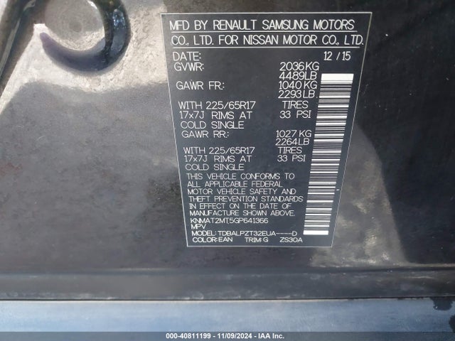 Nissan ROGUE S 2016 KNMAT2MT5GP641366 Image 9