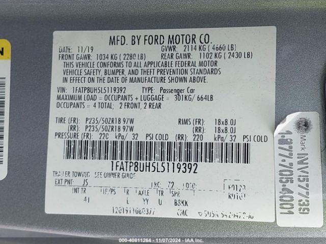 1FATP8UH5L5119392 Ford Mustang Ecoboost Premium