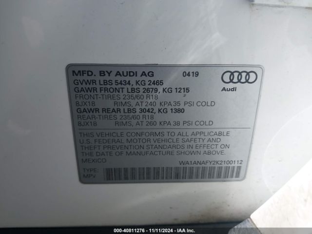 WA1ANAFY2K2100112 Audi Q5 45 Premium