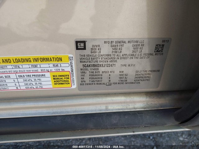 5GAKVBKDXEJ122471 Buick Enclave Leather