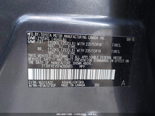 2T3DFREV5FW390865 Toyota Rav4 Limited