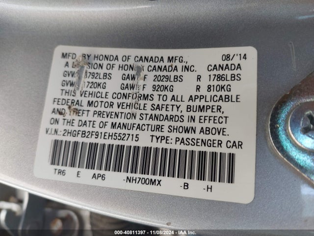 Honda Civic Ex-l 2014 2HGFB2F91EH552715 Image 9