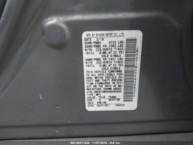 Nissan ROGUE SV 2019 JN8AT2MV5KW396458 Image 9