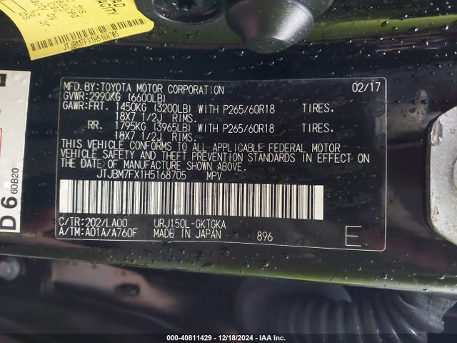 JTJBM7FX1H5168705 Lexus GX 460