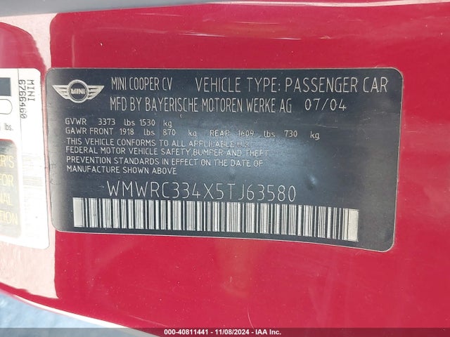 2005 MINI COOPER WMWRC334X5TJ63580 Photo 8