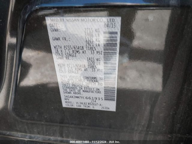 5N1AR2MM7FC661935 Nissan Pathfinder S