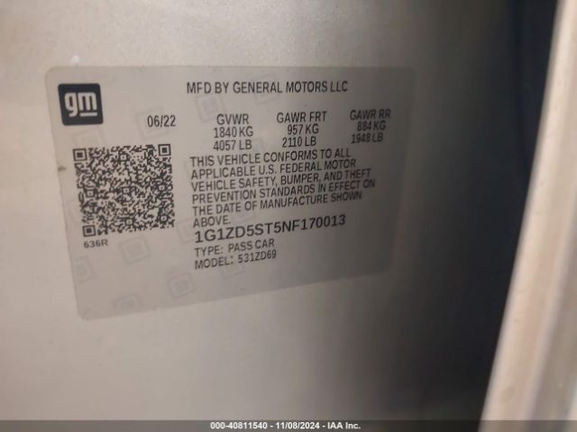 1G1ZD5ST5NF170013 Chevrolet Malibu Fwd Lt