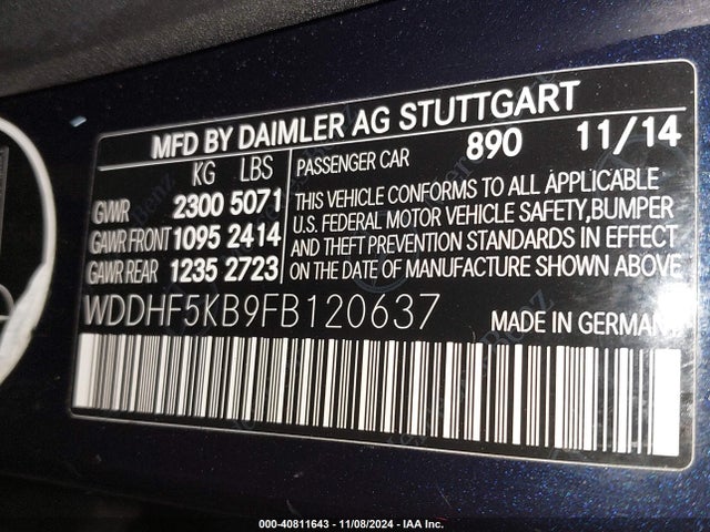 WDDHF5KB9FB120637 Mercedes-Benz E-Class
