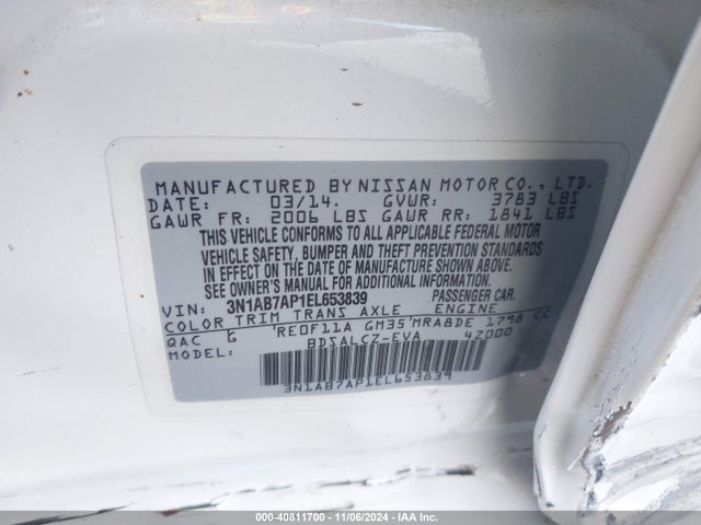 Nissan SENTRA S 2014 3N1AB7AP1EL653839 Image 9