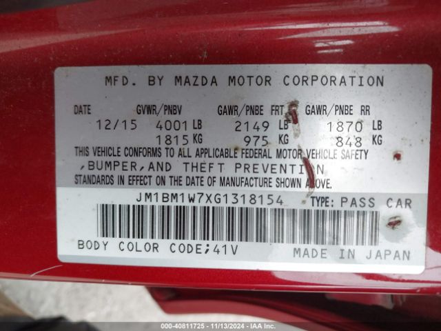 JM1BM1W7XG1318154 Mazda Mazda3 I Touring
