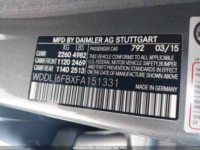 WDDLJ6FBXFA151331 Mercedes-Benz Cls 400