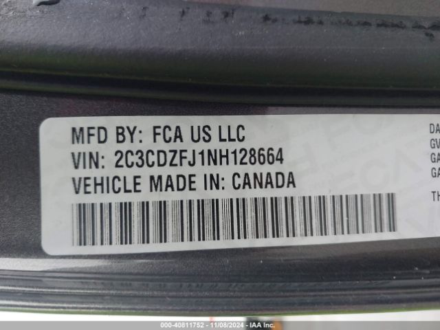 2C3CDZFJ1NH128664 Dodge Challenger R/t Scat Pack