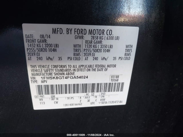 1FM5K8GT4FGA54024 Ford EXPLORER SPORT