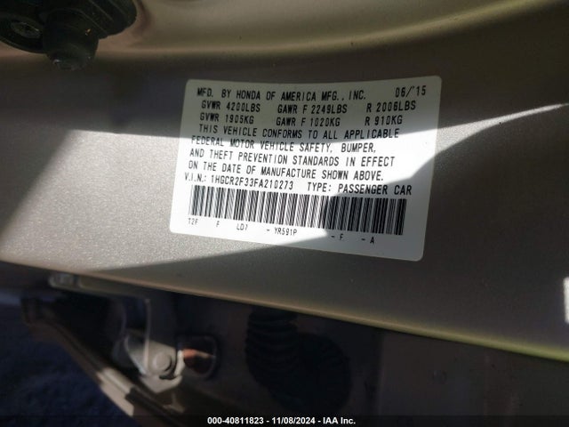 Honda ACCORD LX 2015 1HGCR2F33FA210273 Image 9