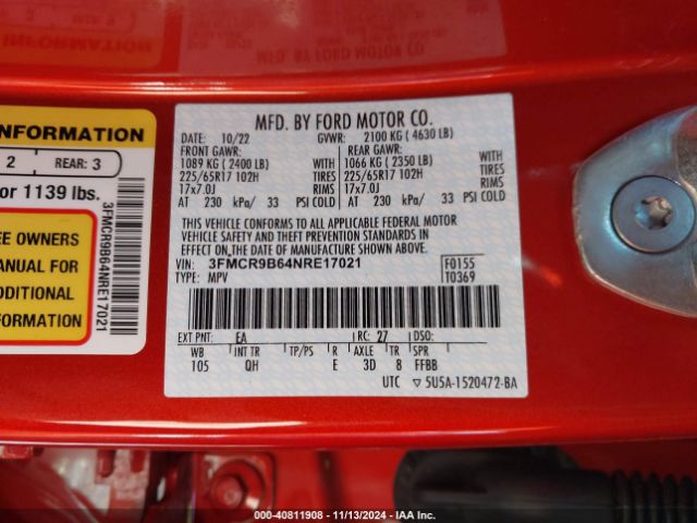 3FMCR9B64NRE17021 Ford Bronco Sport Big Bend