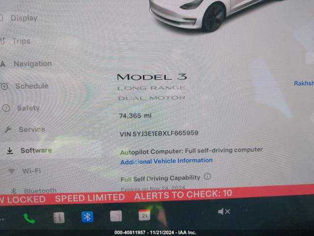 5YJ3E1EBXLF665959 Tesla Model 3 Long Range Dual Motor All-wheel Drive