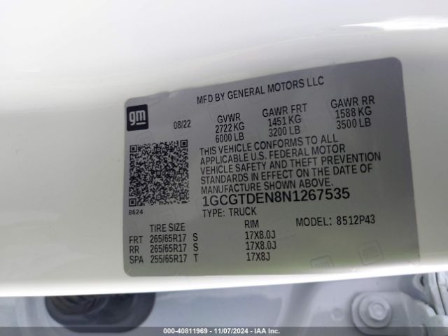 1GCGTDEN8N1267535 Chevrolet Colorado 4wd  Short Box Z71