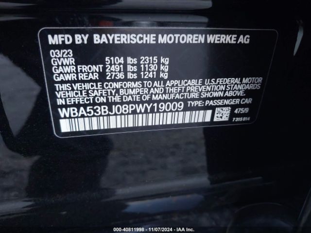WBA53BJ08PWY19009 BMW 540 I