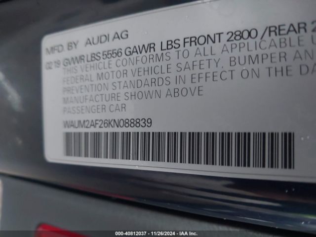 WAUM2AF26KN088839 Audi A6 55 Premium