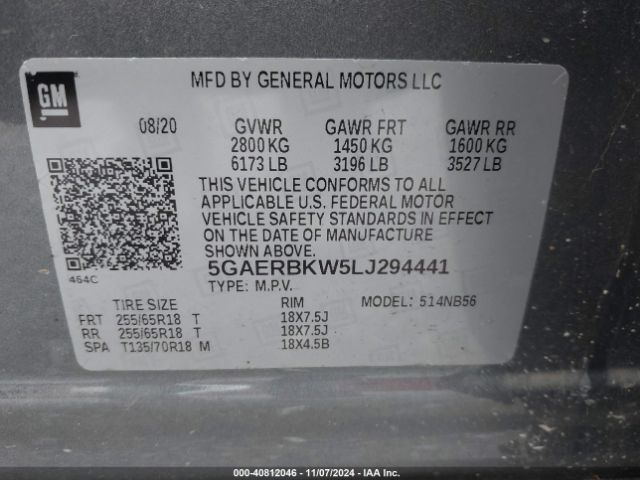 5GAERBKW5LJ294441 Buick Enclave Fwd Essence
