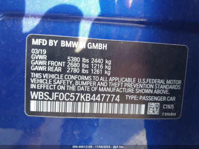WBSJF0C57KB447774 BMW M5