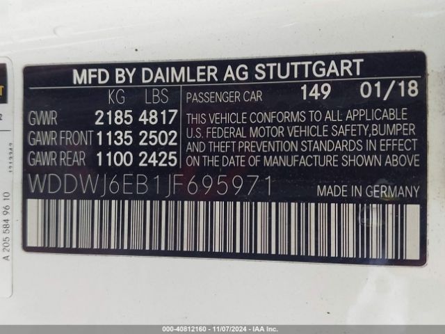 WDDWJ6EB1JF695971 Mercedes-Benz Amg C 43 4matic