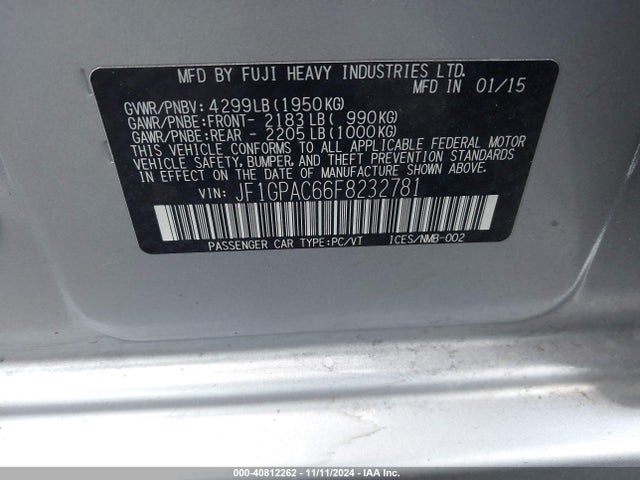 Subaru Impreza 2.0i Premium 2015 JF1GPAC66F8232781 Image 9
