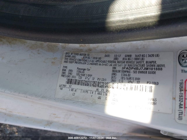 Ford FIESTA SE 2018 3FADP4BJ7JM101888 Image 9