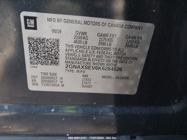 Chevrolet EQUINOX LS 2019 2GNAXSEV6K6284526 Image 9