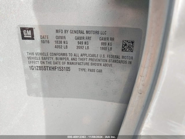 Chevrolet MALIBU LS 2017 1G1ZB5STXHF153105 Image 9