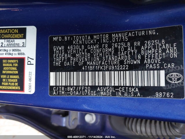 Toyota CAMRY SE 2015 4T1BF1FK3FU912222 Image 9