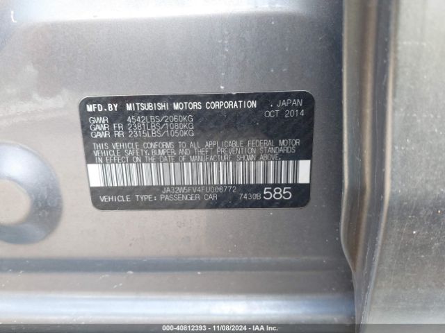 2015 MITSUBISHI LANCER EVOLUTION JA32W5FV4FU008772 Photo 8