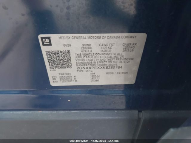 2GNAXPEXXK6280784 Chevrolet Equinox Premier