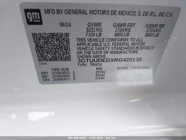 3GTUUDEDXRG420138 GMC Sierra 1500 4wd  Short Box Slt
