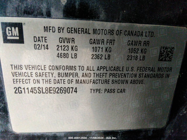 Chevrolet Impala 1lz 2014 2G1145SL8E9269074 Image 9