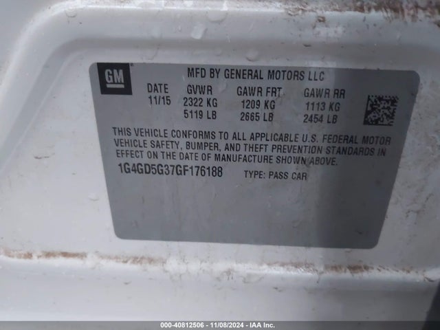 1G4GD5G37GF176188 Buick Lacrosse Premium I